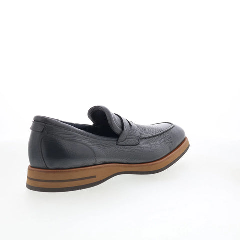 Di Bianco SBP889 Mens Black Leather Slip On Loafers & Slip Ons Penny Shoes