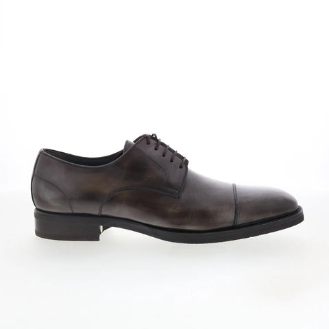Di Bianco SBP896 Mens Gray Leather Lace Up Oxfords & Lace Ups Cap Toe Shoes