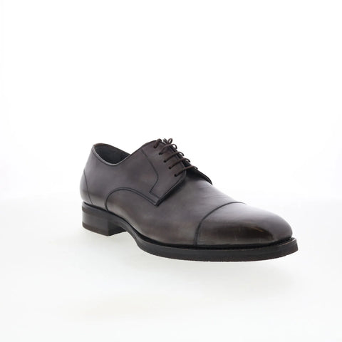 Di Bianco SBP896 Mens Gray Leather Lace Up Oxfords & Lace Ups Cap Toe Shoes