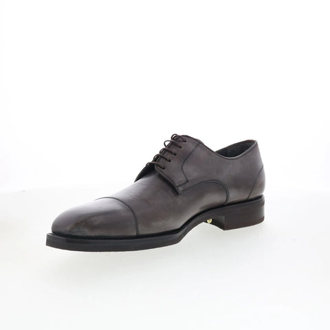 Di Bianco SBP896 Mens Gray Leather Lace Up Oxfords & Lace Ups Cap Toe Shoes