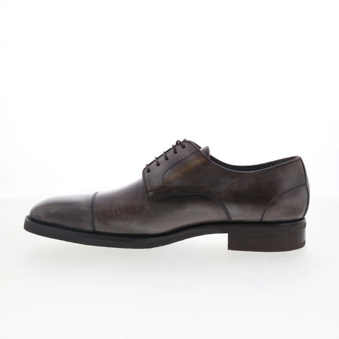 Di Bianco SBP896 Mens Gray Leather Lace Up Oxfords & Lace Ups Cap Toe Shoes