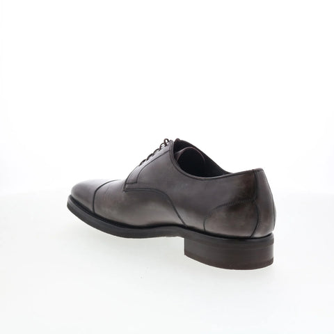 Di Bianco SBP896 Mens Gray Leather Lace Up Oxfords & Lace Ups Cap Toe Shoes
