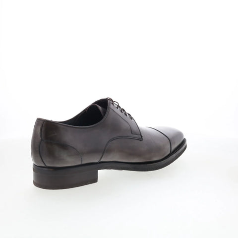Di Bianco SBP896 Mens Gray Leather Lace Up Oxfords & Lace Ups Cap Toe Shoes