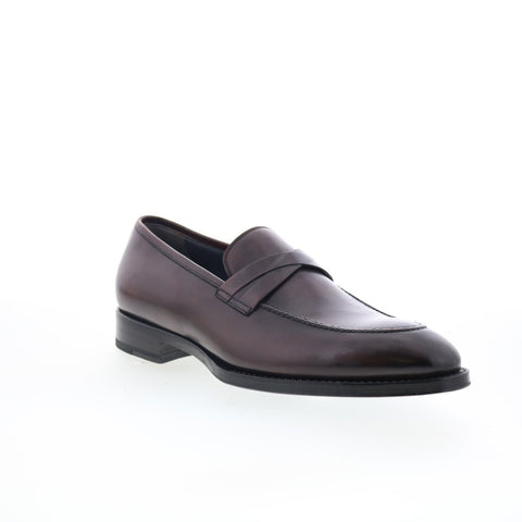 Di Bianco SBP897 Mens Brown Leather Slip On Loafers & Slip Ons Penny Shoes