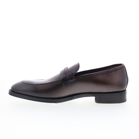 Di Bianco SBP897 Mens Brown Leather Slip On Loafers & Slip Ons Penny Shoes