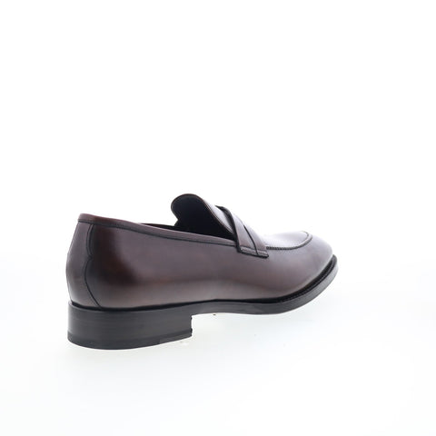 Di Bianco SBP897 Mens Brown Leather Slip On Loafers & Slip Ons Penny Shoes