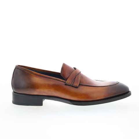 Di Bianco SBP897 Mens Brown Leather Slip On Loafers & Slip Ons Penny Shoes