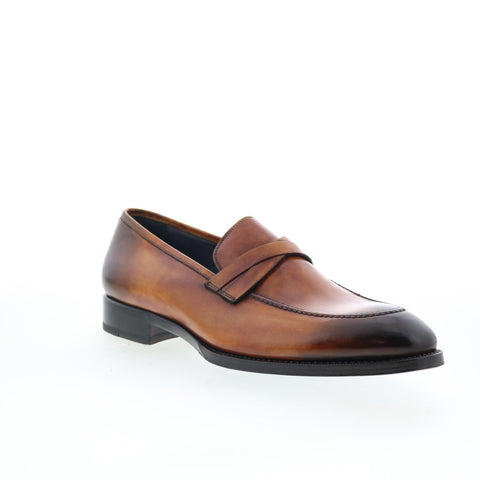 Di Bianco SBP897 Mens Brown Leather Slip On Loafers & Slip Ons Penny Shoes