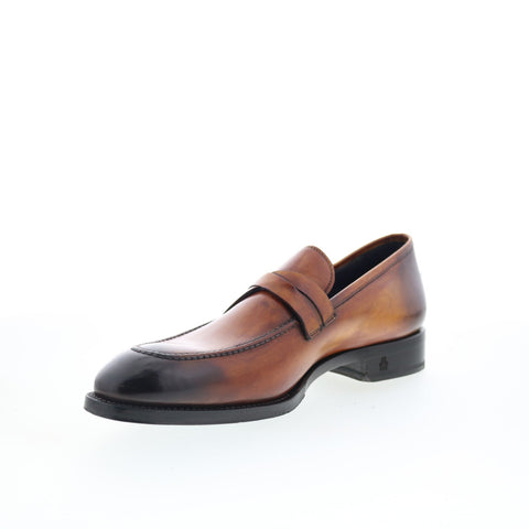 Di Bianco SBP897 Mens Brown Leather Slip On Loafers & Slip Ons Penny Shoes