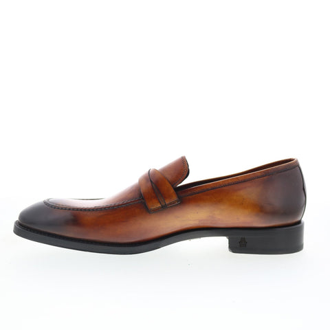 Di Bianco SBP897 Mens Brown Leather Slip On Loafers & Slip Ons Penny Shoes