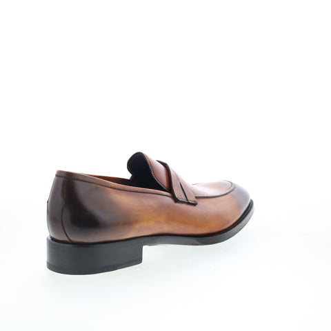 Di Bianco SBP897 Mens Brown Leather Slip On Loafers & Slip Ons Penny Shoes