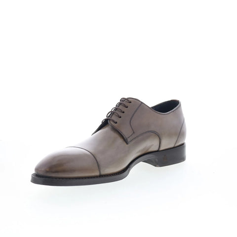 Di Bianco SBP901 Mens Gray Leather Lace Up Oxfords & Lace Ups Cap Toe Shoes