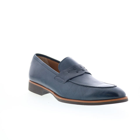 Di Bianco SC226 Mens Blue Leather Slip On Loafers & Slip Ons Penny Shoes