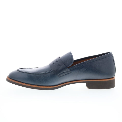 Di Bianco SC226 Mens Blue Leather Slip On Loafers & Slip Ons Penny Shoes