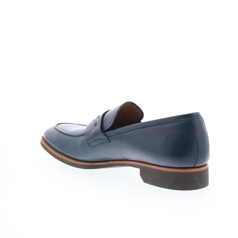 Di Bianco SC226 Mens Blue Leather Slip On Loafers & Slip Ons Penny Shoes