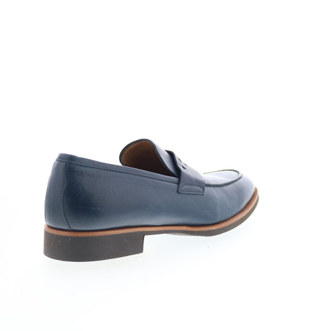 Di Bianco SC226 Mens Blue Leather Slip On Loafers & Slip Ons Penny Shoes