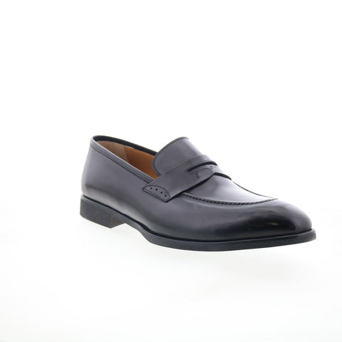 Di Bianco Brera Deco SC524 Mens Black Leather Loafers & Slip Ons Penny Shoes