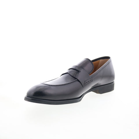 Di Bianco Brera Deco SC524 Mens Black Leather Loafers & Slip Ons Penny Shoes