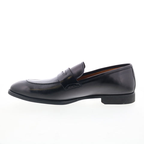 Di Bianco Brera Deco SC524 Mens Black Leather Loafers & Slip Ons Penny Shoes