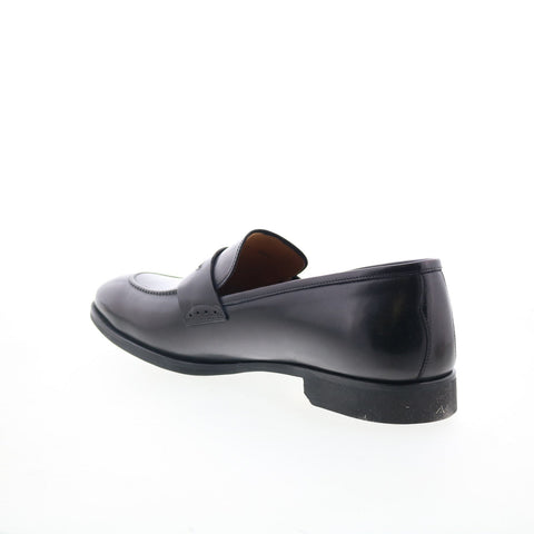 Di Bianco Brera Deco SC524 Mens Black Leather Loafers & Slip Ons Penny Shoes