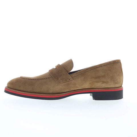 Di Bianco SC524 Mens Brown Suede Slip On Loafers & Slip Ons Penny Shoes