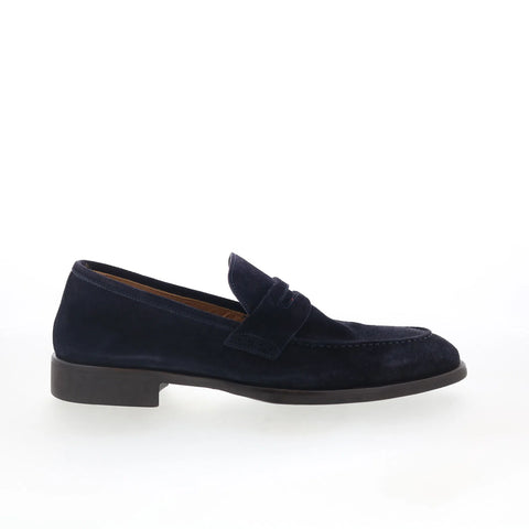 Di Bianco SC524 Mens Blue Suede Slip On Loafers & Slip Ons Penny Shoes