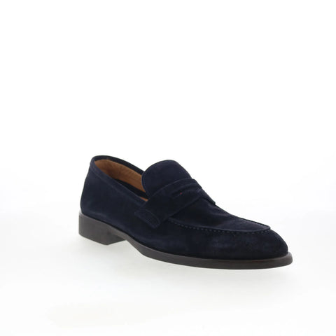 Di Bianco SC524 Mens Blue Suede Slip On Loafers & Slip Ons Penny Shoes