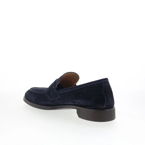 Di Bianco SC524 Mens Blue Suede Slip On Loafers & Slip Ons Penny Shoes