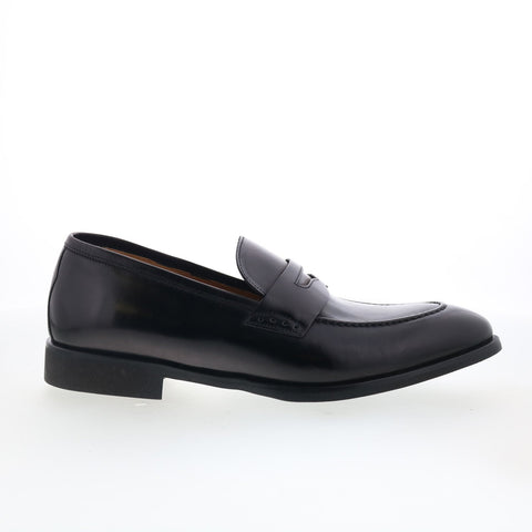 Di Bianco SC524 Mens Black Leather Slip On Loafers & Slip Ons Penny Shoes