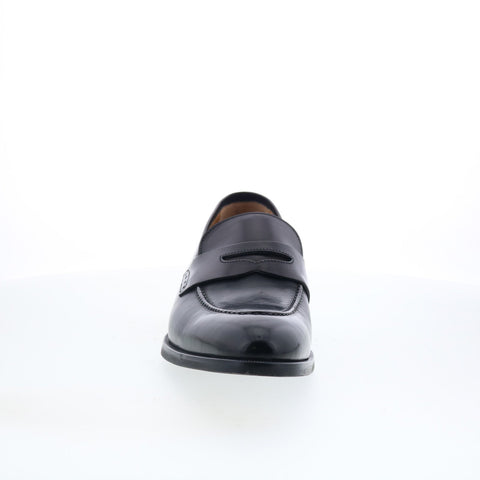 Di Bianco SC524 Mens Black Leather Slip On Loafers & Slip Ons Penny Shoes