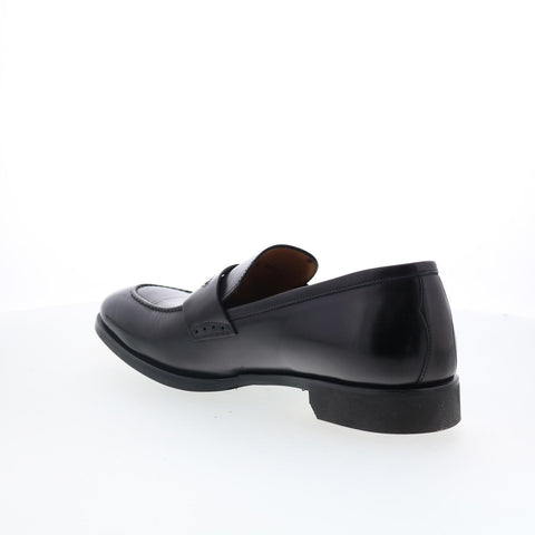 Di Bianco SC524 Mens Black Leather Slip On Loafers & Slip Ons Penny Shoes