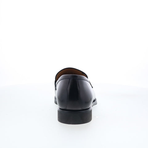 Di Bianco SC524 Mens Black Leather Slip On Loafers & Slip Ons Penny Shoes