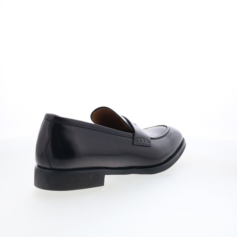Di Bianco SC524 Mens Black Leather Slip On Loafers & Slip Ons Penny Shoes