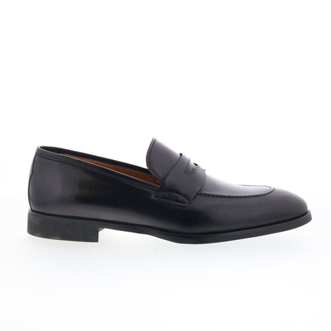 Di Bianco SC524 Mens Black Leather Slip On Loafers & Slip Ons Penny Shoes