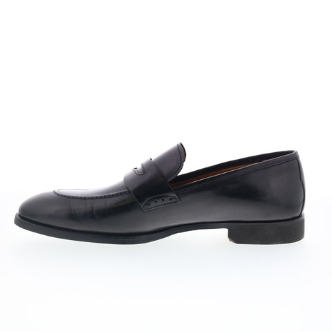 Di Bianco SC524 Mens Black Leather Slip On Loafers & Slip Ons Penny Shoes