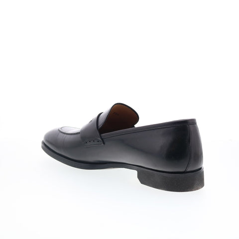 Di Bianco SC524 Mens Black Leather Slip On Loafers & Slip Ons Penny Shoes