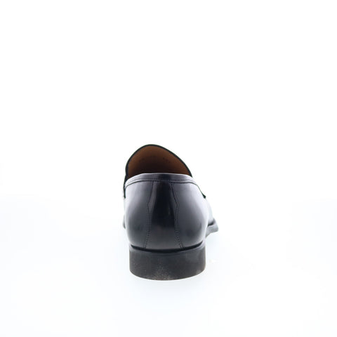 Di Bianco SC524 Mens Black Leather Slip On Loafers & Slip Ons Penny Shoes