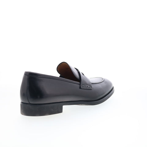 Di Bianco SC524 Mens Black Leather Slip On Loafers & Slip Ons Penny Shoes