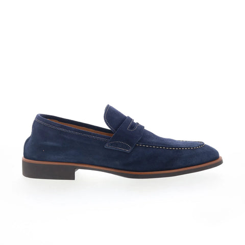 Di Bianco SC524 Mens Blue Suede Slip On Loafers & Slip Ons Penny Shoes