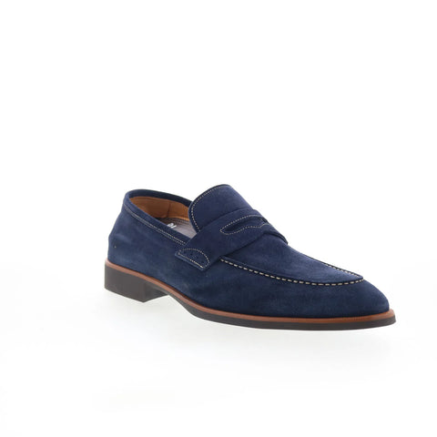 Di Bianco SC524 Mens Blue Suede Slip On Loafers & Slip Ons Penny Shoes