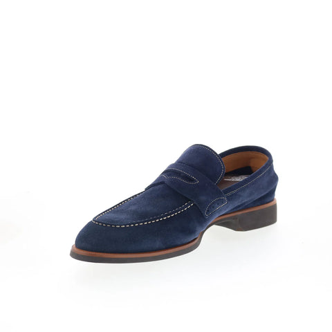 Di Bianco SC524 Mens Blue Suede Slip On Loafers & Slip Ons Penny Shoes