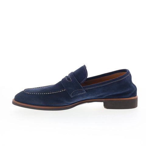 Di Bianco SC524 Mens Blue Suede Slip On Loafers & Slip Ons Penny Shoes