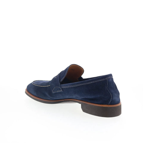 Di Bianco SC524 Mens Blue Suede Slip On Loafers & Slip Ons Penny Shoes
