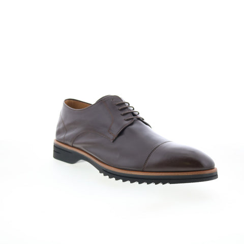 Di Bianco SC538 Mens Brown Leather Lace Up Oxfords & Lace Ups Cap Toe Shoes