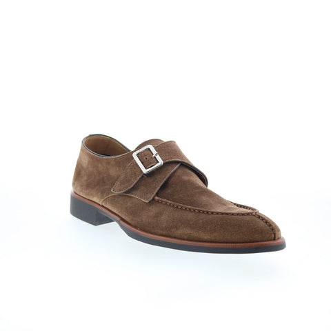 Di Bianco SC542 Mens Brown Suede Hook & Loop Loafers & Slip Ons Casual Shoes