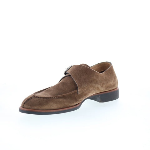 Di Bianco SC542 Mens Brown Suede Hook & Loop Loafers & Slip Ons Casual Shoes