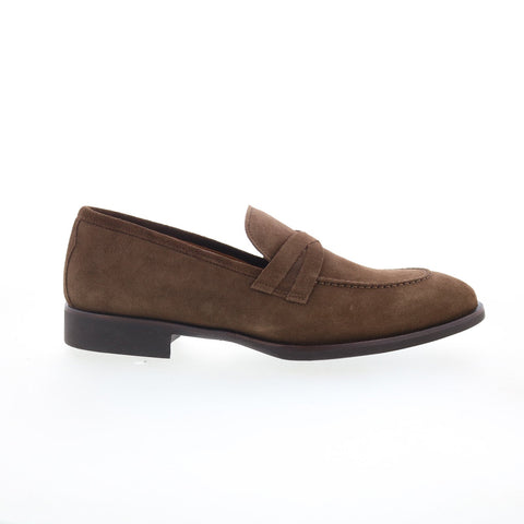Di Bianco SC546 Mens Brown Suede Slip On Loafers & Slip Ons Penny Shoes