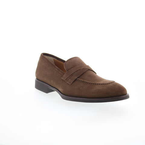 Di Bianco SC546 Mens Brown Suede Slip On Loafers & Slip Ons Penny Shoes