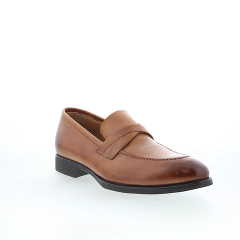 Di Bianco SC546 Mens Brown Leather Slip On Loafers & Slip Ons Penny Shoes