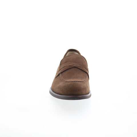 Di Bianco SC546 Mens Brown Suede Slip On Loafers & Slip Ons Penny Shoes